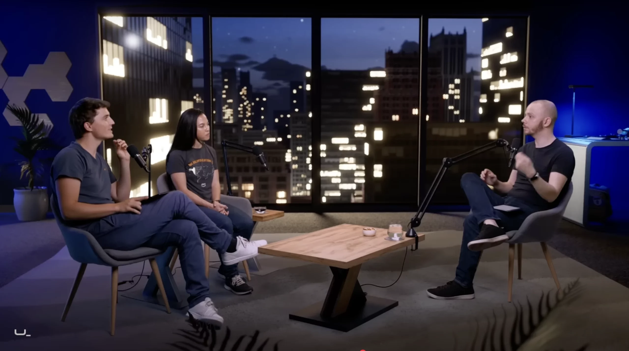 Screenshot of Underscore’s YouTube show featuring a 3D virtual set designed and produced by NOG Studio, showcasing advanced virtual production and outsourcing expertise.